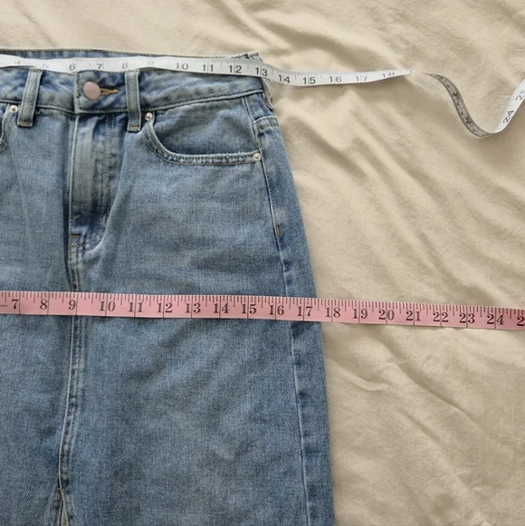 Barbie By Pacsun Light Wash Denim Midi Skirt with Front Slit Size 24 - Picture 3 of 6